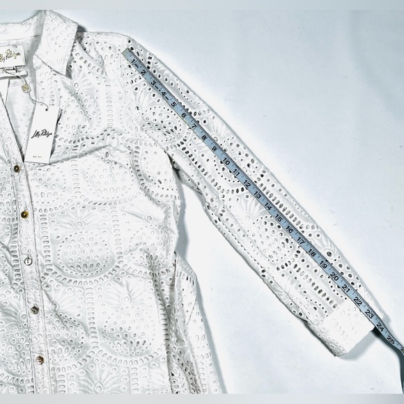NWT Lilly Pulitzer Dress White Eyelet Midi Shirt Dress Size 6 - Picture 6 of 7